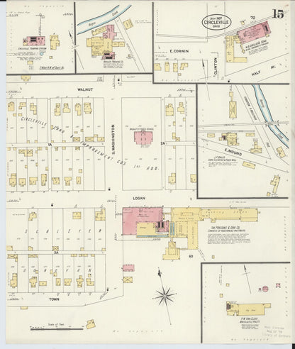 Sanborn Fire Insurance Map from Circleville, Pickaway County, Ohio (1907), Sheet #0015 - Historic Sanborn Fire Insurance Map Print, vintage old map wall art, antique decor, genealogy gift, Ohio Ohio map