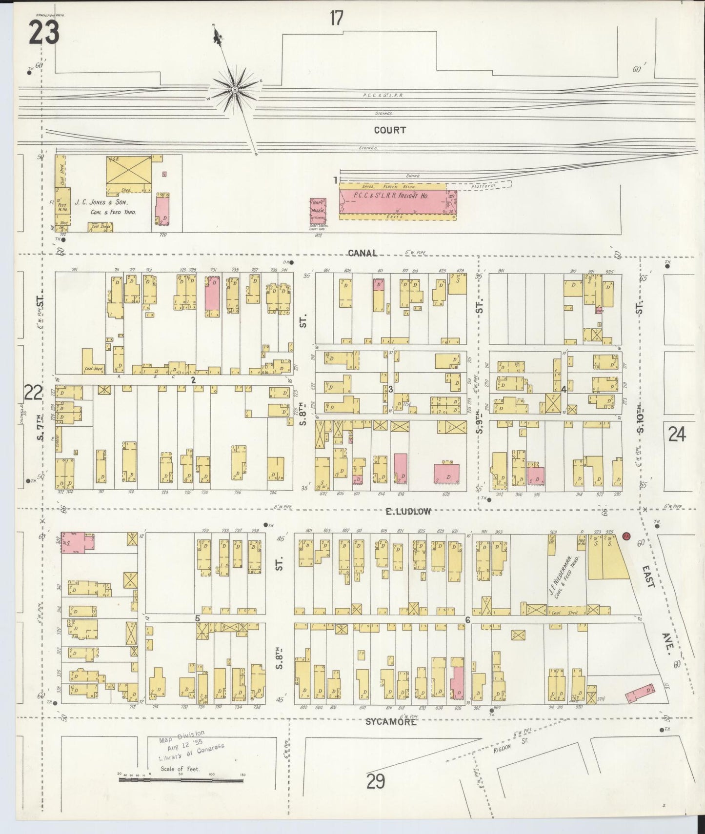 Sanborn Fire Insurance Map from Hamilton, Butler County, Ohio (1899), Sheet #0023 - Historic Sanborn Fire Insurance Map Print, vintage old map wall art, antique decor, genealogy gift, Ohio Ohio map