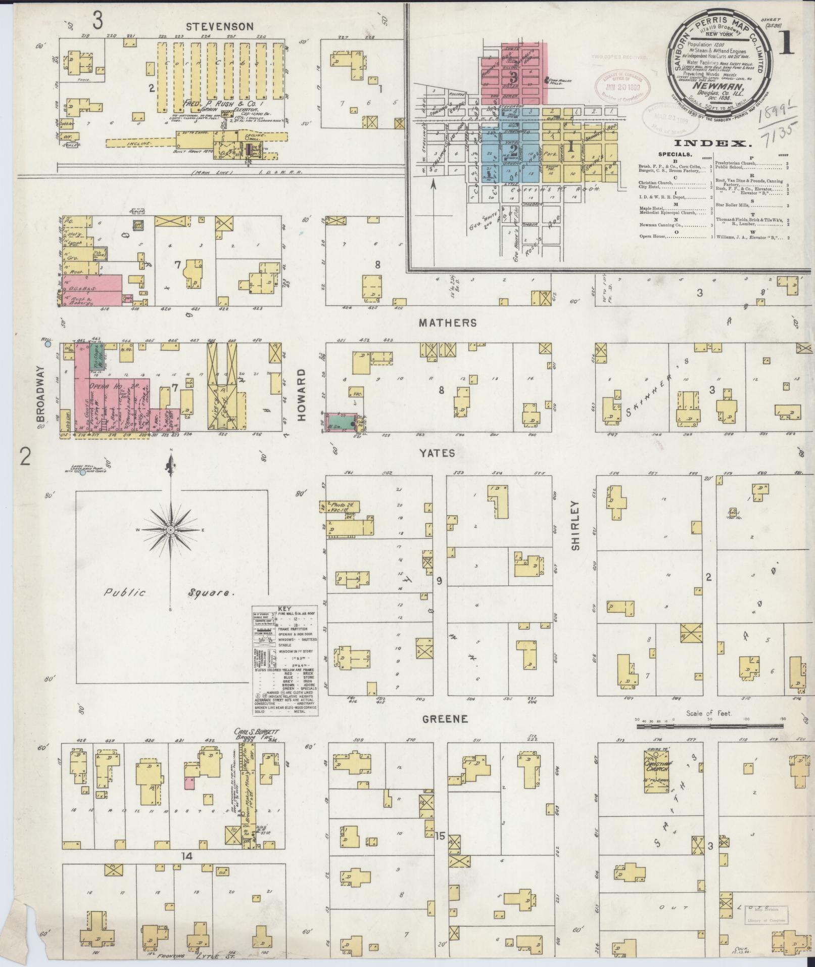 Sanborn Fire Insurance Map from Newman, Douglas County, Illinois (1898), Sheet #0001 - Complete Map Set gallery image, historic Sanborn map, vintage wall art, Illinois Illinois