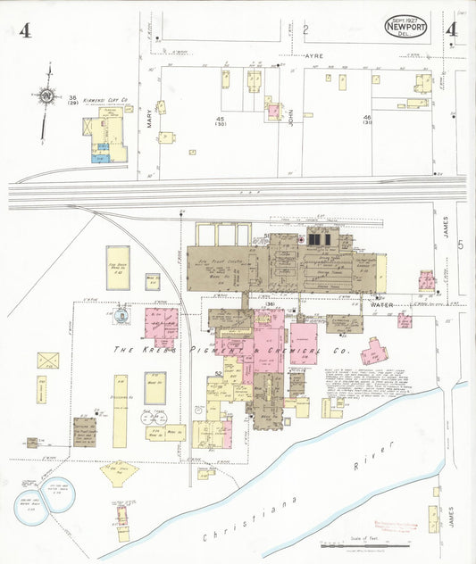 Sanborn Fire Insurance Map from Newport, New Castle County, Delaware (1927), Sheet #0004 - Historic Sanborn Fire Insurance Map Print, vintage old map wall art, antique decor, genealogy gift, Delaware Delaware map