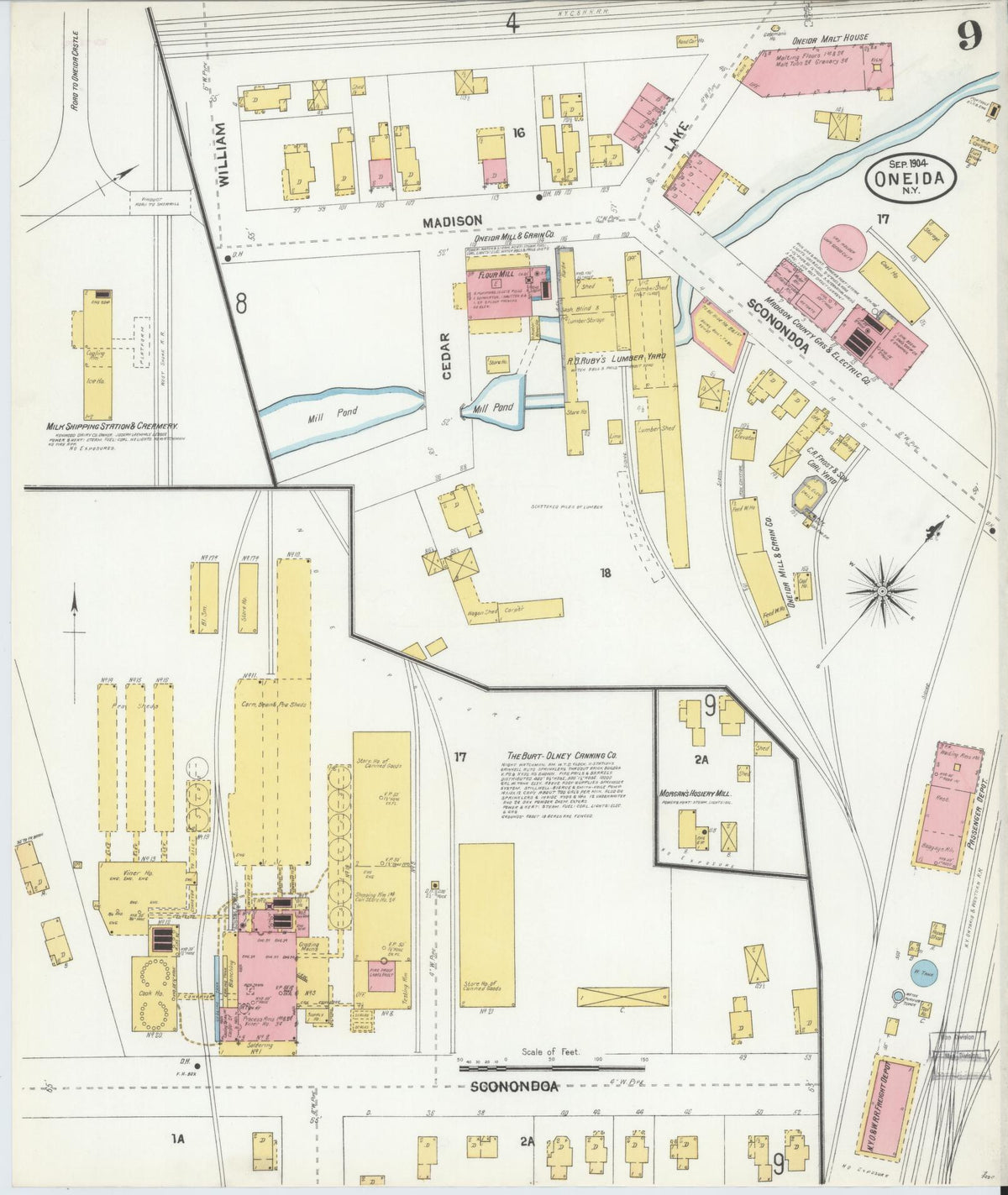 Sanborn Fire Insurance Map from Oneida, Madison County, New York (1904), Sheet #0008 - Complete Map Set gallery image, historic Sanborn map, vintage wall art, New York New York