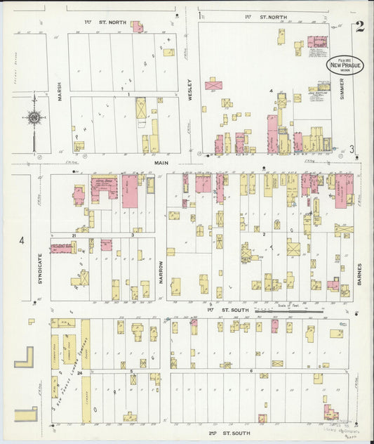Sanborn Fire Insurance Map from New Prague, Scott And Le Sueur, Minnesota (1911), Sheet #0002 - Historic Sanborn Fire Insurance Map Print, vintage old map wall art, antique decor, genealogy gift, Minnesota Minnesota map