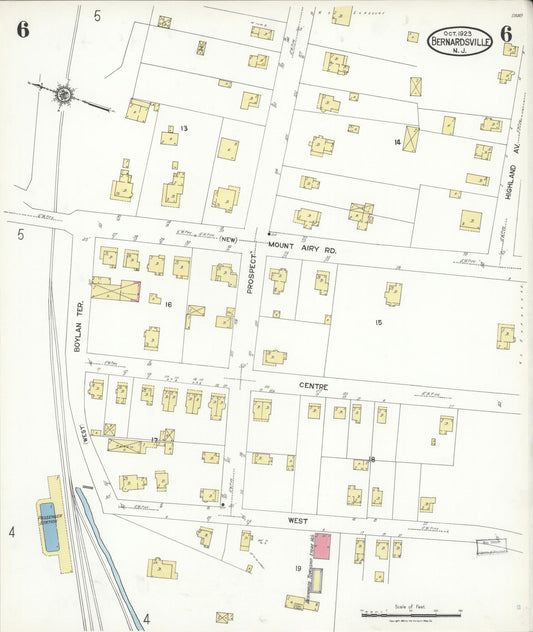 Sanborn Fire Insurance Map from Bernardsville, Somerset County, New Jersey (1923), Sheet #0006 - Historic Sanborn Fire Insurance Map Print, vintage old map wall art, antique decor, genealogy gift, New Jersey New Jersey map