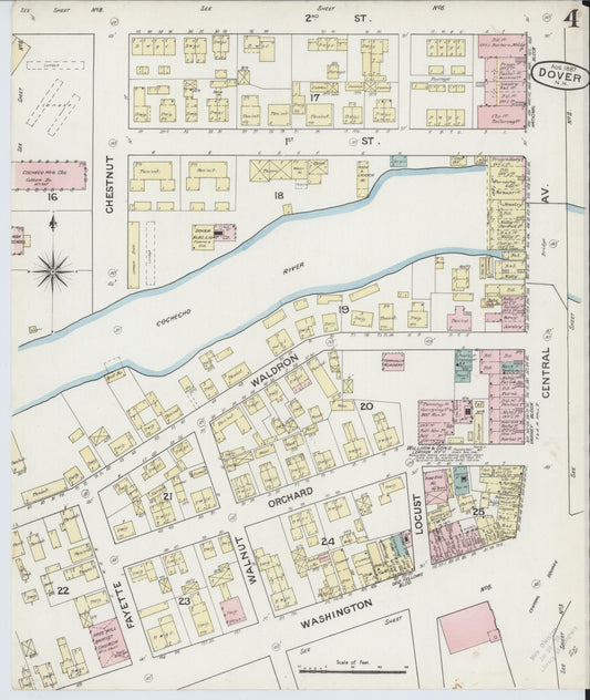 Sanborn Fire Insurance Map from Dover, Strafford County, New Hampshire (1889), Sheet #0004 - Historic Sanborn Fire Insurance Map Print, vintage old map wall art, antique decor, genealogy gift, New Hampshire New Hampshire map