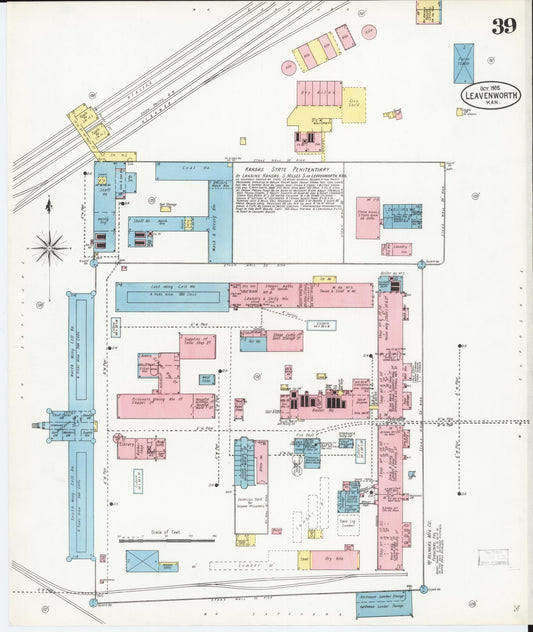 Sanborn Fire Insurance Map from Leavenworth, Leavenworth County, Kansas (1905), Sheet #0040 - Historic Sanborn Fire Insurance Map Print, vintage old map wall art, antique decor, genealogy gift, Kansas Kansas map