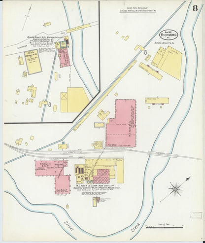 Sanborn Fire Insurance Map from Richmond, Madison County, Kentucky (1901), Sheet #0008 - Complete Map Set gallery image, historic Sanborn map, vintage wall art, Kentucky Kentucky