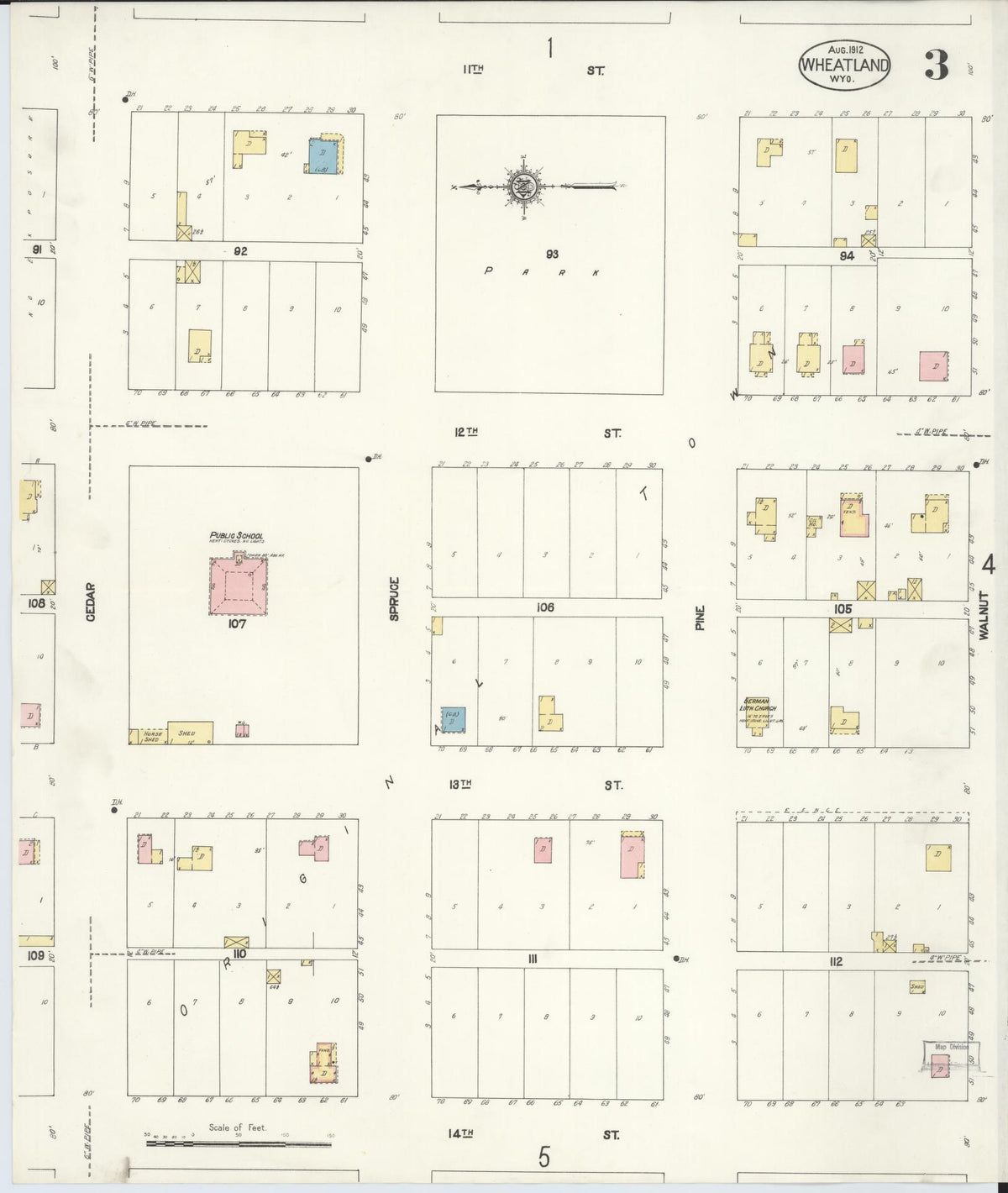 Sanborn Fire Insurance Map from Wheatland, Platte County, Wyoming (1912), Sheet #0003 - Complete Map Set gallery image, historic Sanborn map, vintage wall art, Wyoming Wyoming