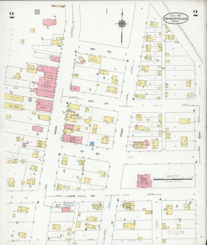 Sanborn Fire Insurance Map from Minnesota Lake, Faribault County, Minnesota (1927), Sheet #0002 - Historic Sanborn Fire Insurance Map Print, vintage old map wall art, antique decor, genealogy gift, Minnesota Minnesota map