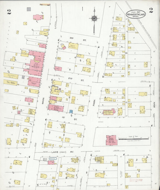 Sanborn Fire Insurance Map from Minnesota Lake, Faribault County, Minnesota (1927), Sheet #0002 - Historic Sanborn Fire Insurance Map Print, vintage old map wall art, antique decor, genealogy gift, Minnesota Minnesota map