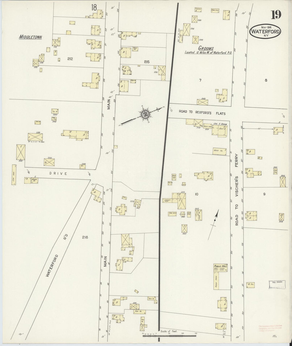 Sanborn Fire Insurance Map from Waterford, Saratoga County, New York (1914), Sheet #0019 - Complete Map Set gallery image, historic Sanborn map, vintage wall art, New York New York