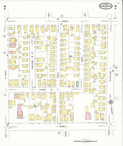 Sanborn Fire Insurance Map from Burlington, Chittenden County, Vermont (1926), Sheet #0007 - Complete Map Set gallery image, historic Sanborn map, vintage wall art, Vermont Vermont