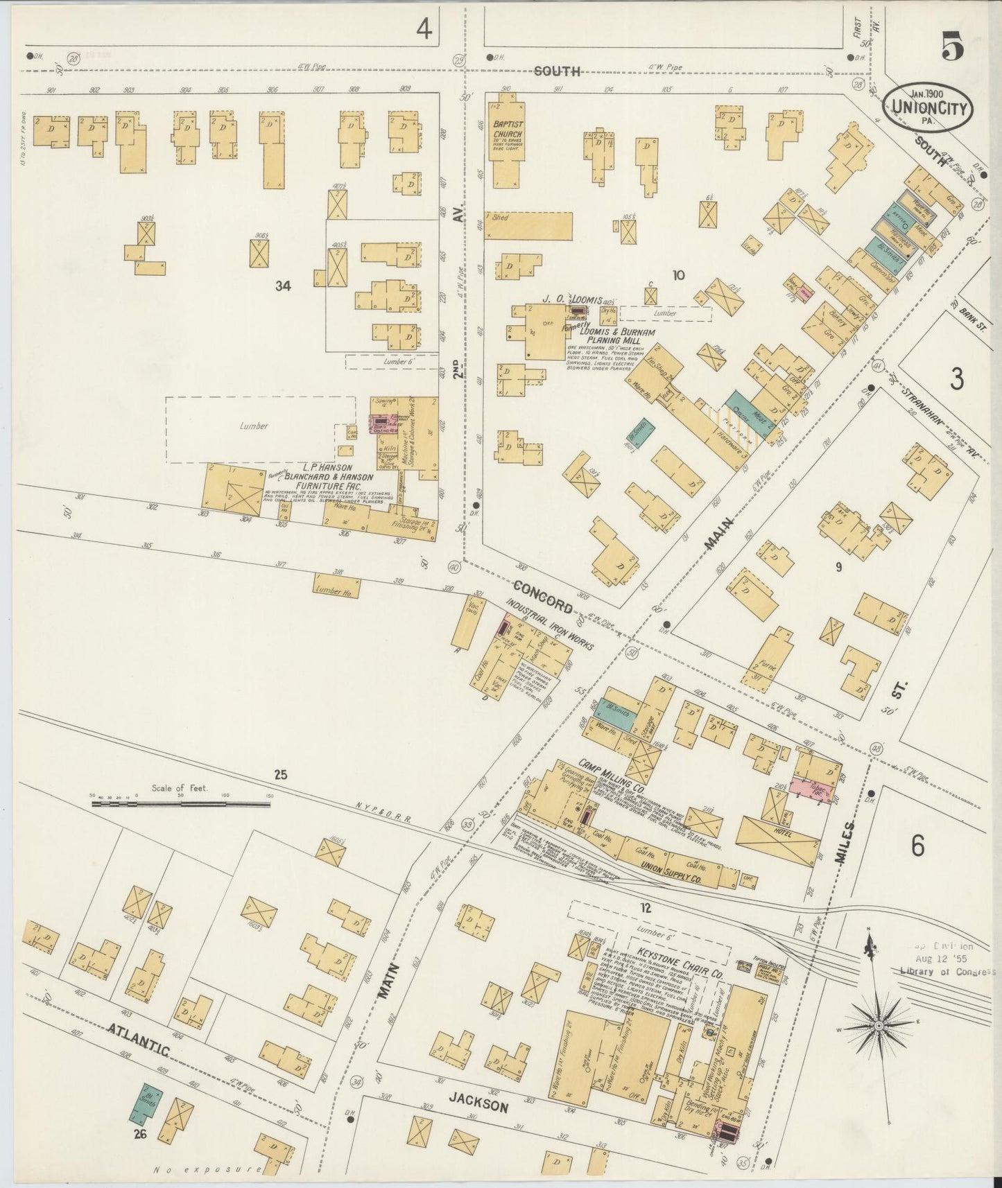Sanborn Fire Insurance Map from Union City, Erie County, Pennsylvania (1900), Sheet #0005 - Complete Map Set gallery image, historic Sanborn map, vintage wall art, Pennsylvania Pennsylvania
