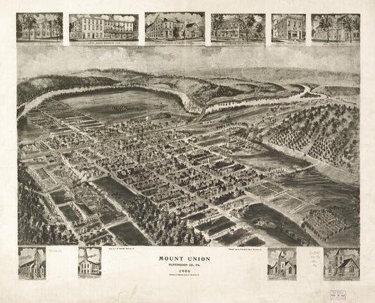Mount Union, Huntingdon Co., Pa. 1906. (1906) – Historic Bird’s-Eye View Panorama Print