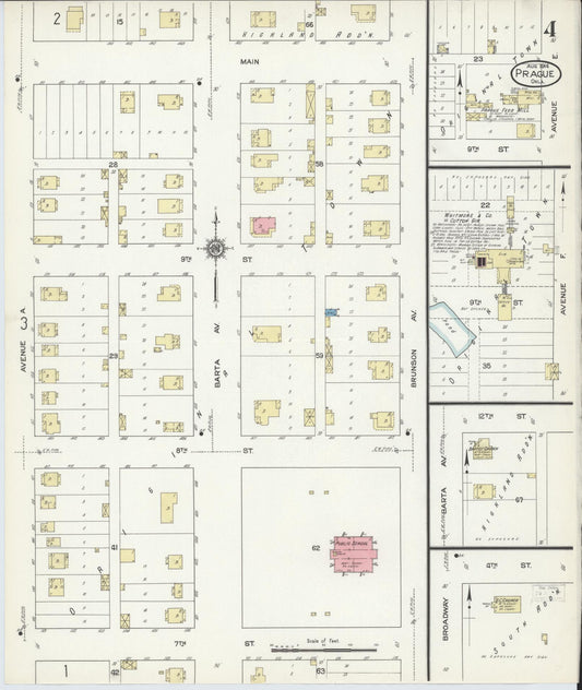 Sanborn Fire Insurance Map from Prague, Lincoln County, Oklahoma (1914), Sheet #0004 - Historic Sanborn Fire Insurance Map Print, vintage old map wall art, antique decor, genealogy gift, Oklahoma Oklahoma map