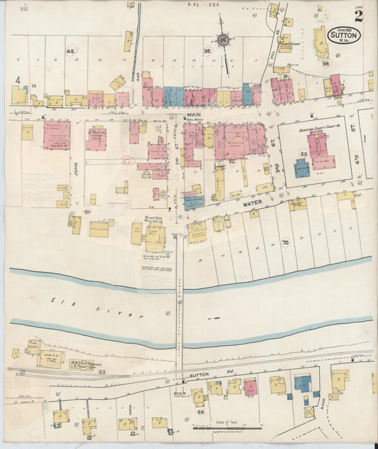 Sanborn Fire Insurance Map from Sutton, Braxton County, West Virginia (1941), Sheet #0002 - Historic Sanborn Fire Insurance Map Print, vintage old map wall art, antique decor, genealogy gift, West Virginia West Virginia map