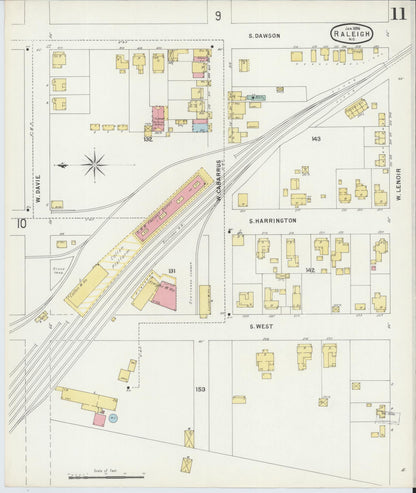 Sanborn Fire Insurance Map from Raleigh, Wake County, North Carolina (1896), Sheet #0011 - Historic Sanborn Fire Insurance Map Print, vintage old map wall art, antique decor, genealogy gift, North Carolina North Carolina map