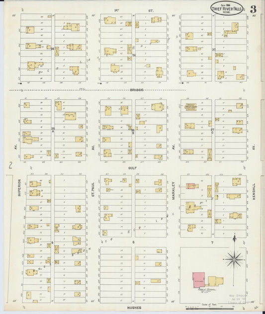 Sanborn Fire Insurance Map from Thief River Falls, Pennington County, Minnesota (1906), Sheet #0003 - Historic Sanborn Fire Insurance Map Print, vintage old map wall art, antique decor, genealogy gift, Minnesota Minnesota map