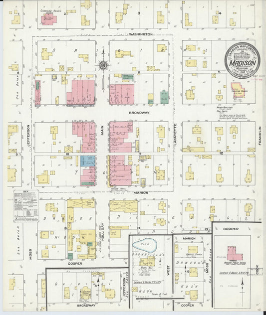 Sanborn Fire Insurance Map from Madison, Monroe County, Missouri (1910), Sheet #0001 - Historic Sanborn Fire Insurance Map Print, vintage old map wall art, antique decor, genealogy gift, Missouri Missouri map