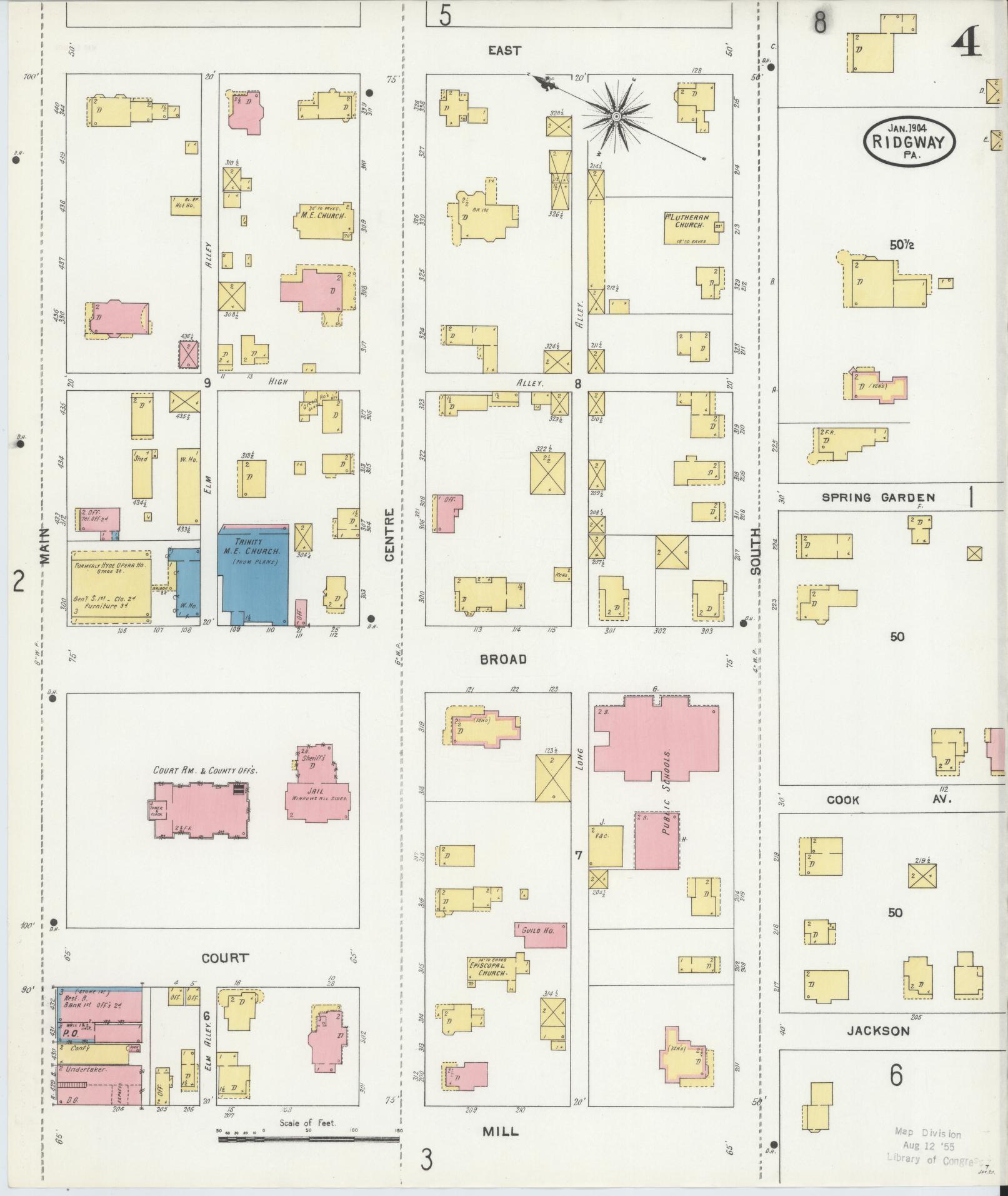 Sanborn Fire Insurance Map from Ridgway, Elk County, Pennsylvania (1904), Sheet #0004 - Complete Map Set gallery image, historic Sanborn map, vintage wall art, Pennsylvania Pennsylvania