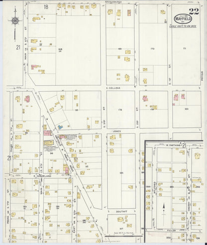 Sanborn Fire Insurance Map from Mayfield, Graves County, Kentucky (1916), Sheet #0022 - Complete Map Set gallery image, historic Sanborn map, vintage wall art, Kentucky Kentucky