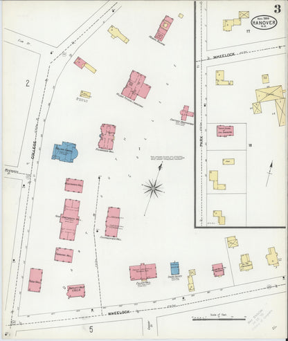 Sanborn Fire Insurance Map from Hanover, Grafton County, New Hampshire (1904), Sheet #0003 - Complete Map Set gallery image, historic Sanborn map, vintage wall art, New Hampshire New Hampshire