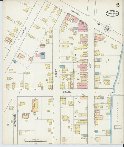 Sanborn Fire Insurance Map from Chilton, Calumet County, Wisconsin (1892), Sheet #0002 - Historic Sanborn Fire Insurance Map Print, vintage old map wall art, antique decor, genealogy gift, Wisconsin Wisconsin map