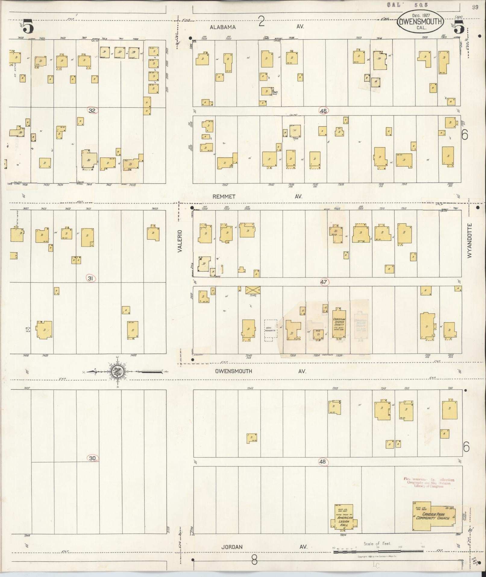 Sanborn Fire Insurance Map from Canoga Park, Los Angeles County, California (1932), Sheet #0005 - Complete Map Set gallery image, historic Sanborn map, vintage wall art, California California