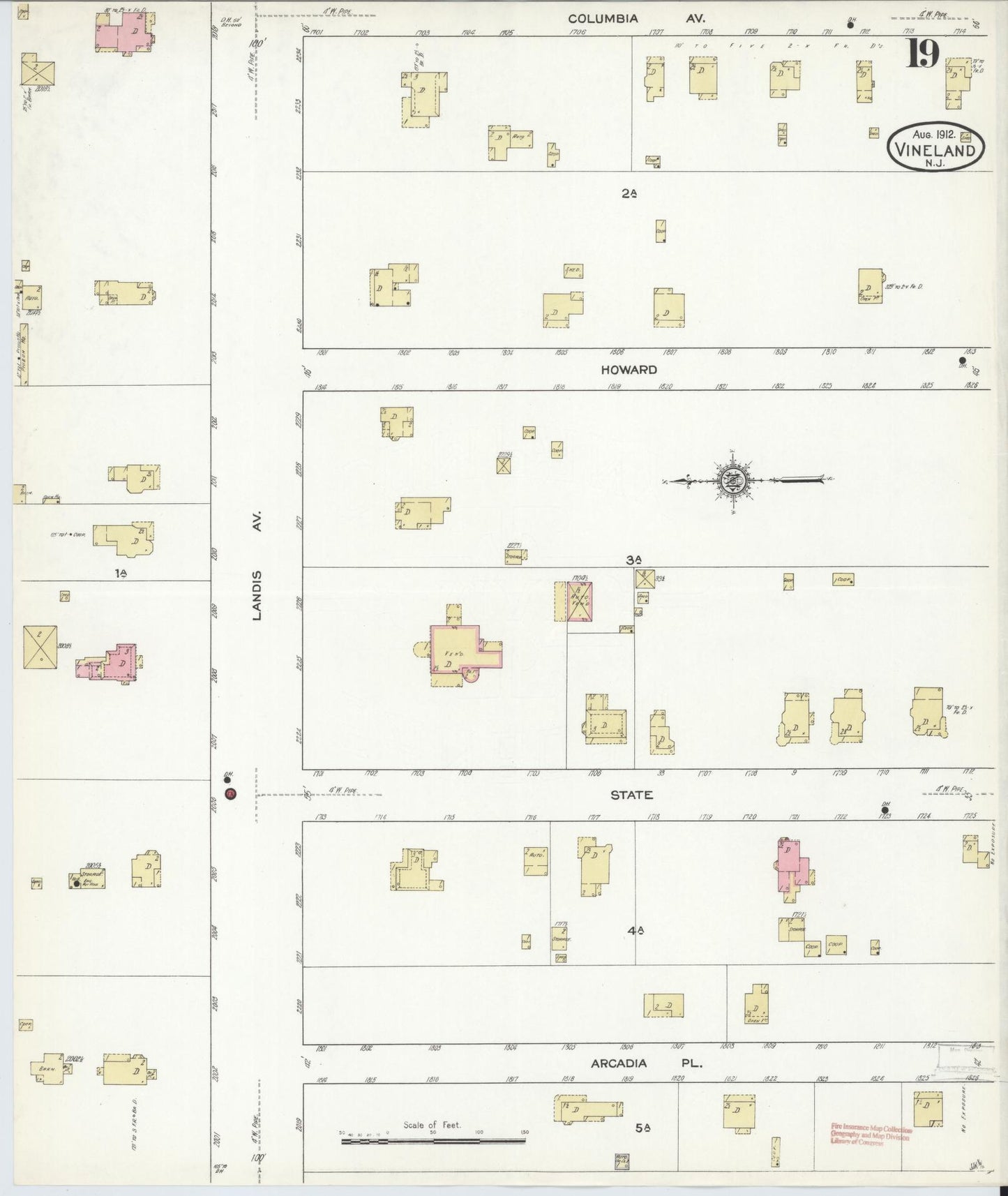 Sanborn Fire Insurance Map from Vineland, Cumberland County, New Jersey (1912), Sheet #0019 - Complete Map Set gallery image, historic Sanborn map, vintage wall art, New Jersey New Jersey