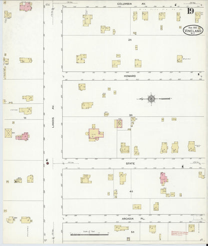 Sanborn Fire Insurance Map from Vineland, Cumberland County, New Jersey (1912), Sheet #0019 - Complete Map Set gallery image, historic Sanborn map, vintage wall art, New Jersey New Jersey