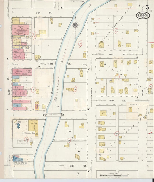 Sanborn Fire Insurance Map from Lisbon, Ransom County, North Dakota (1945), Sheet #0005 - Historic Sanborn Fire Insurance Map Print, vintage old map wall art, antique decor, genealogy gift, North Dakota North Dakota map