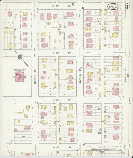 Sanborn Fire Insurance Map from Salida, Chaffee County, Colorado (1914), Sheet #0008 - Historic Sanborn Fire Insurance Map Print, vintage old map wall art, antique decor, genealogy gift, Colorado Colorado map