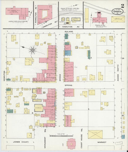 Sanborn Fire Insurance Map from Sparta, Hancock County, Georgia (1909), Sheet #0002 - Complete Map Set gallery image, historic Sanborn map, vintage wall art, Georgia Georgia