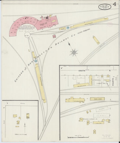 Sanborn Fire Insurance Map from Tracy, Lyon County, Minnesota (1894), Sheet #0004 - Historic Sanborn Fire Insurance Map Print, vintage old map wall art, antique decor, genealogy gift, Minnesota Minnesota map