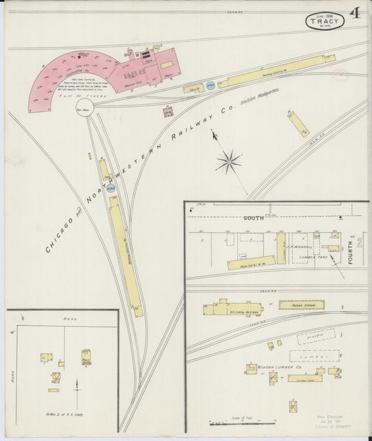 Sanborn Fire Insurance Map from Tracy, Lyon County, Minnesota (1894), Sheet #0004 - Historic Sanborn Fire Insurance Map Print, vintage old map wall art, antique decor, genealogy gift, Minnesota Minnesota map