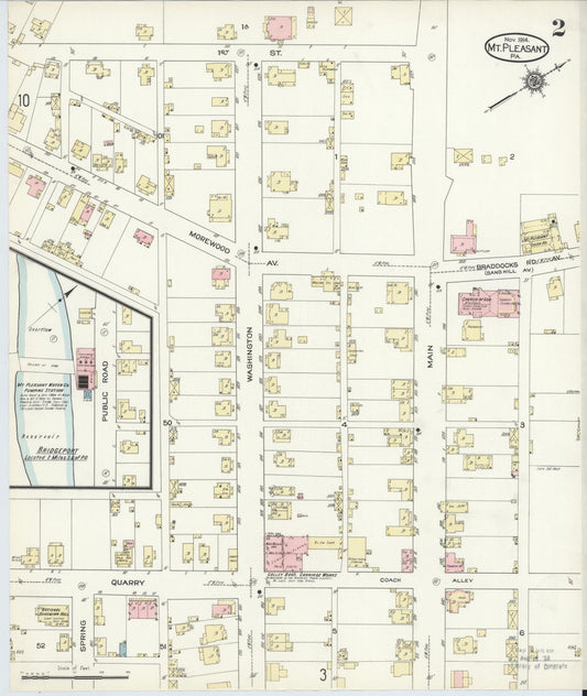 Sanborn Fire Insurance Map from Mount Pleasant, Westmoreland County, Pennsylvania (1914), Sheet #0002 - Historic Sanborn Fire Insurance Map Print, vintage old map wall art, antique decor, genealogy gift, Pennsylvania Pennsylvania map