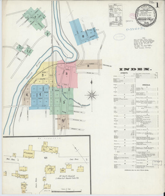 Sanborn Fire Insurance Map from Hoosick Falls, Rensselaer County, New York. (1897) – Historic Sanborn Fire Insurance Map Print