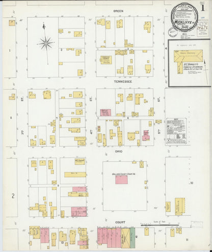 Sanborn Fire Insurance Map from Wickliffe, Ballard County, Kentucky (1900), Sheet #0001 - Complete Map Set gallery image, historic Sanborn map, vintage wall art, Kentucky Kentucky