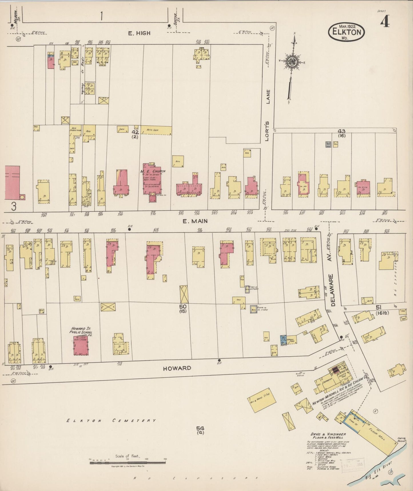 Sanborn Fire Insurance Map from Elkton, Cecil County, Maryland (1922), Sheet #0004 - Complete Map Set gallery image, historic Sanborn map, vintage wall art, Maryland Maryland