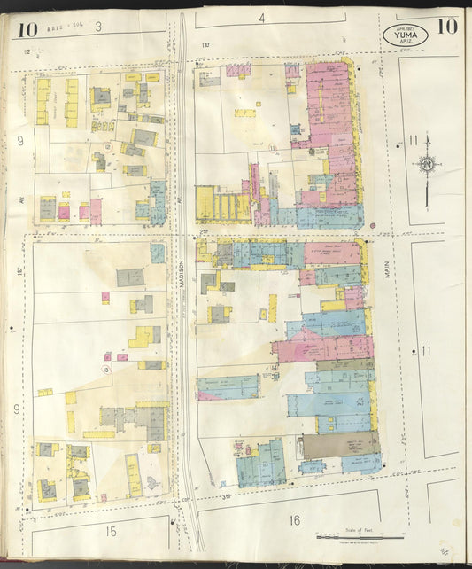 Sanborn Fire Insurance Map from Yuma, Yuma County, Arizona (1948), Sheet #0010 - Historic Sanborn Fire Insurance Map Print, vintage old map wall art, antique decor, genealogy gift, Arizona Arizona map