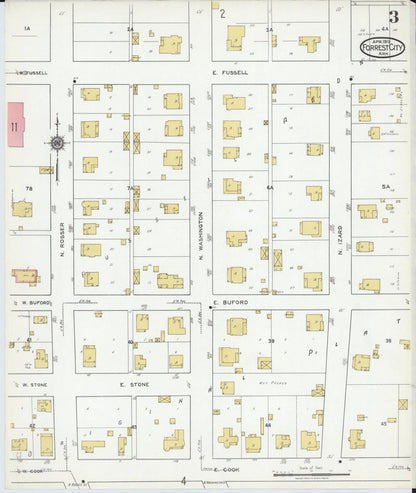 Sanborn Fire Insurance Map from Forrest City, Saint Francis County, Arkansas (1919), Sheet #0003 - Complete Map Set gallery image, historic Sanborn map, vintage wall art, Arkansas Arkansas