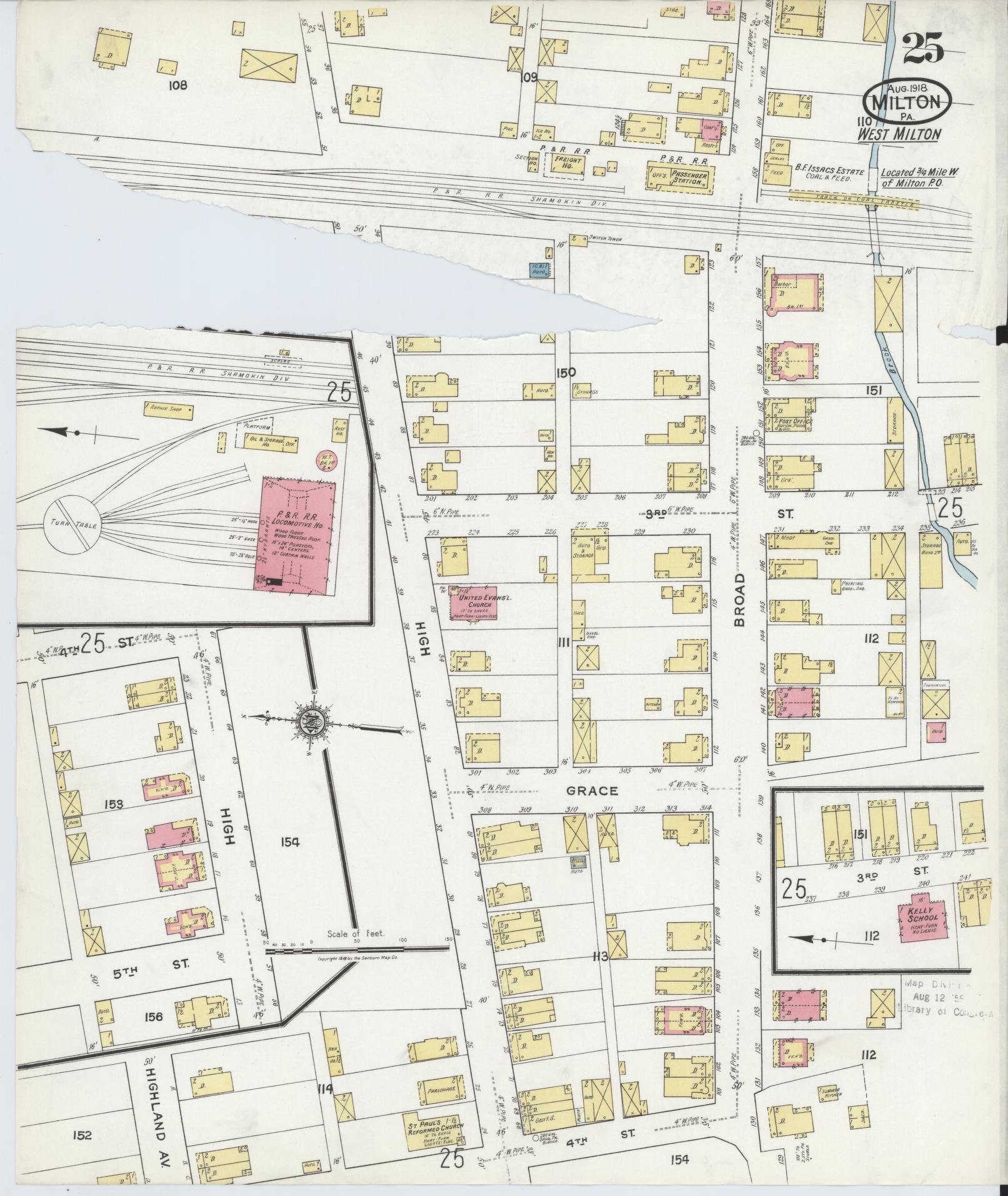 Sanborn Fire Insurance Map from Milton, Northumberland County, Pennsylvania (1918), Sheet #0025 - Complete Map Set gallery image, historic Sanborn map, vintage wall art, Pennsylvania Pennsylvania