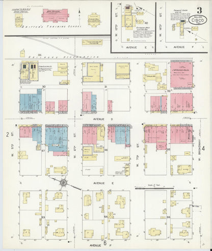 Sanborn Fire Insurance Map from Cisco, Eastland County, Texas (1912), Sheet #0003 - Complete Map Set gallery image, historic Sanborn map, vintage wall art, Texas Texas