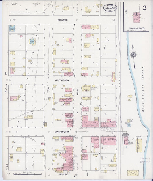 Sanborn Fire Insurance Map from La Grange, Lewis County, Missouri (1914), Sheet #0002 - Historic Sanborn Fire Insurance Map Print, vintage old map wall art, antique decor, genealogy gift, Missouri Missouri map