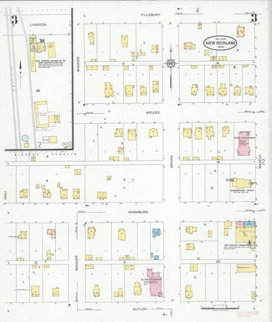 Sanborn Fire Insurance Map from New Richland, Waseca County, Minnesota (1930), Sheet #0003 - Historic Sanborn Fire Insurance Map Print, vintage old map wall art, antique decor, genealogy gift, Minnesota Minnesota map