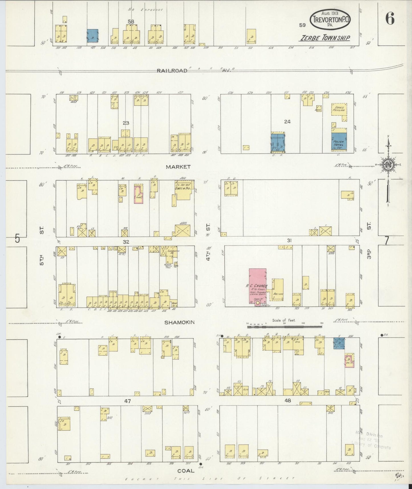 Sanborn Fire Insurance Map from Trevorton Post Office, Northumberland County, Pennsylvania (1913), Sheet #0006 - Complete Map Set gallery image, historic Sanborn map, vintage wall art, Pennsylvania Pennsylvania