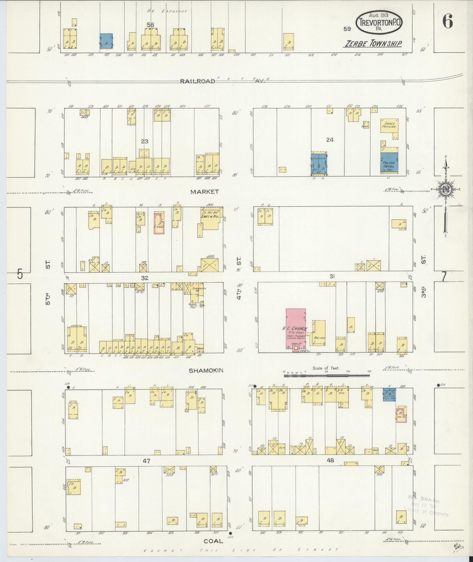 Sanborn Fire Insurance Map from Trevorton Post Office, Northumberland County, Pennsylvania (1913), Sheet #0006 - Complete Map Set gallery image, historic Sanborn map, vintage wall art, Pennsylvania Pennsylvania