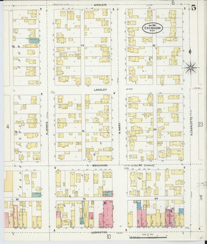 Sanborn Fire Insurance Map from Escanaba, Delta County, Michigan (1906), Sheet #0005 - Complete Map Set gallery image, historic Sanborn map, vintage wall art, Michigan Michigan
