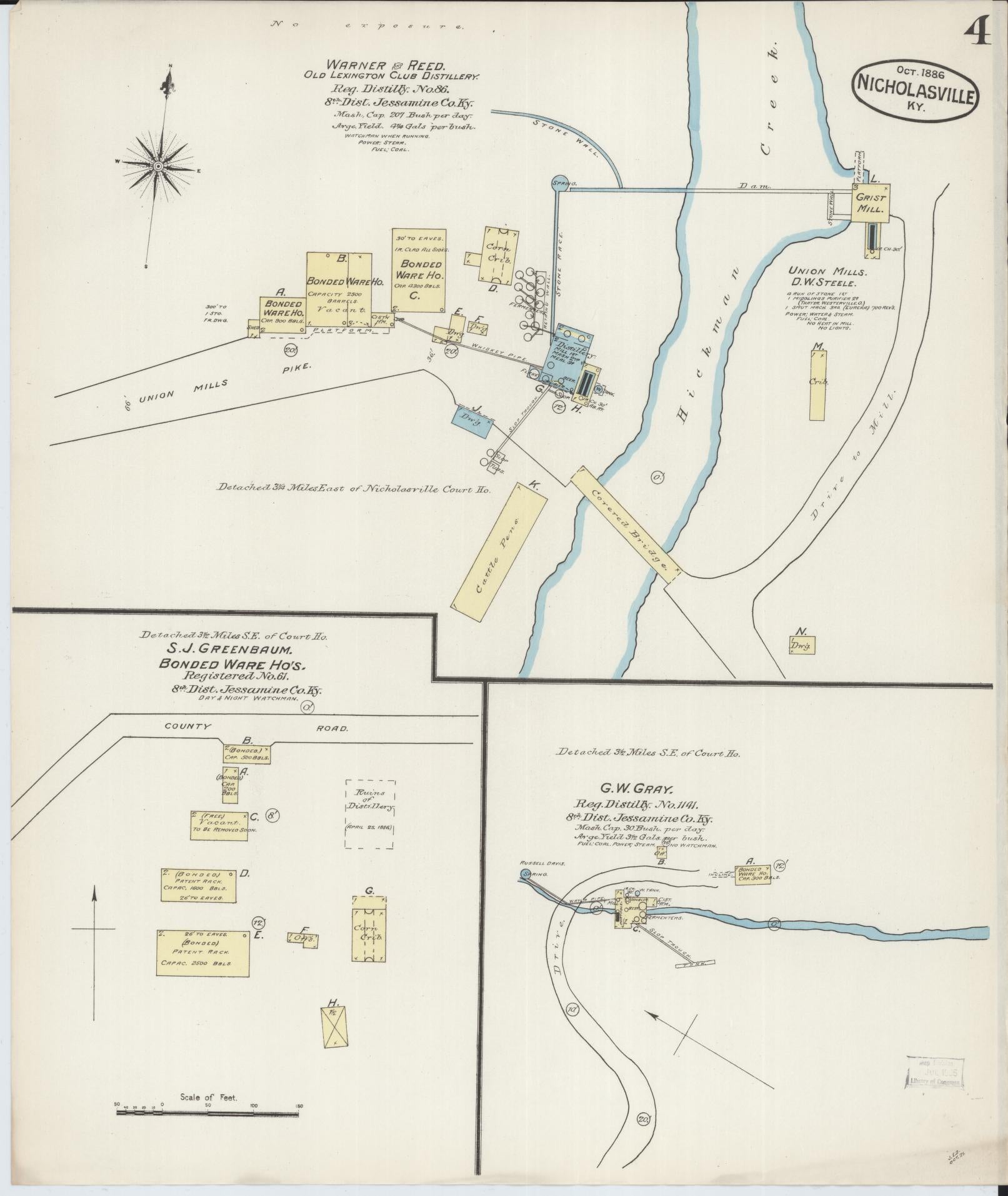 Sanborn Fire Insurance Map from Nicholasville, Jessamine County, Kentucky (1886), Sheet #0004 - Complete Map Set gallery image, historic Sanborn map, vintage wall art, Kentucky Kentucky