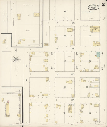 Sanborn Fire Insurance Map from Halsey, Linn County, Oregon (1892), Sheet #0002 - Complete Map Set gallery image, historic Sanborn map, vintage wall art, Oregon Oregon