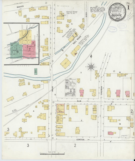 Sanborn Fire Insurance Map from Andover, Allegany County, New York (1898), Sheet #0001 - Complete Map Set gallery image, historic Sanborn map, vintage wall art, New York New York